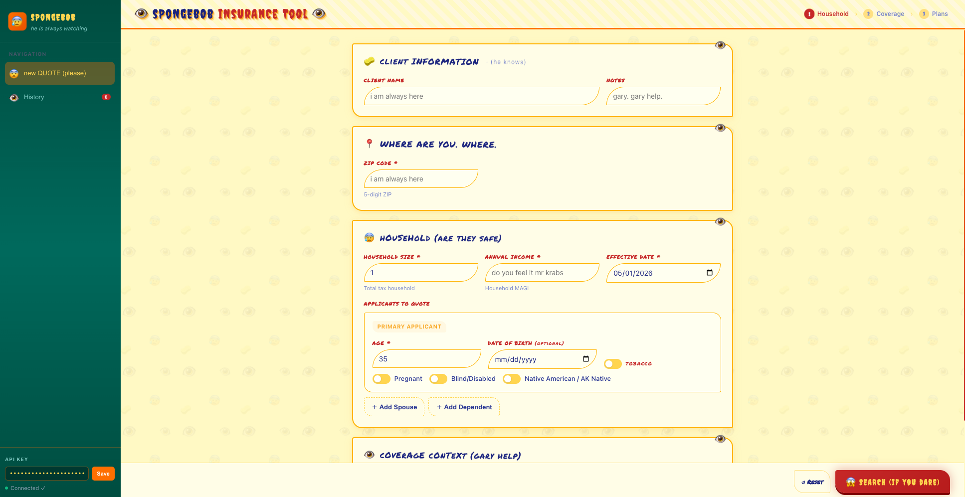 Marcus's partner demo prototype for ACA quoting.