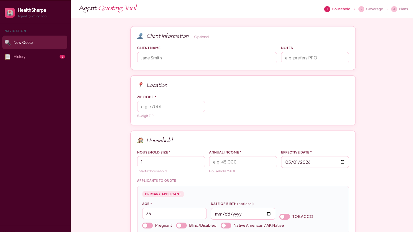 Elena's prototype for a quote status and review screen.